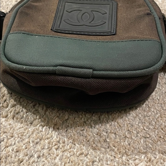 CHANEL Vintage Rare COCO Mark Sports Line Crossbody Sling Bag Canvas Brown Green - Picture 7 of 13